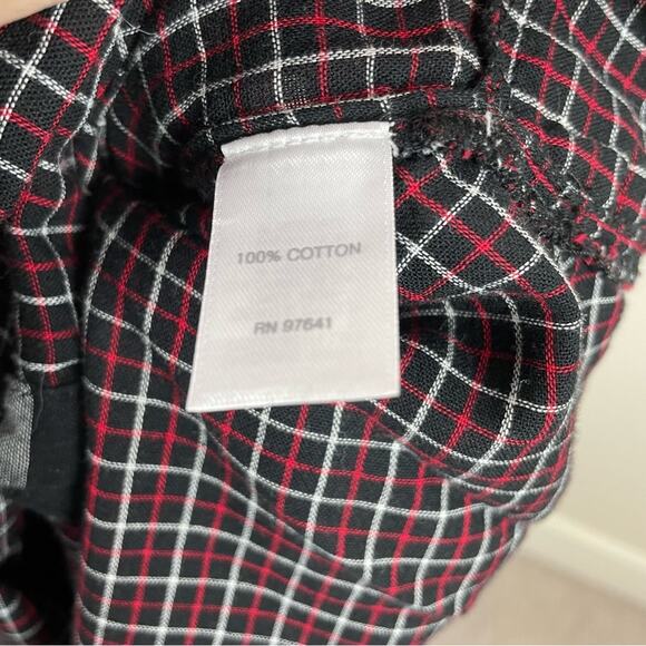J JIll Red Black Plaid Button Down Tunic Large Petite - Picture 7 of 8